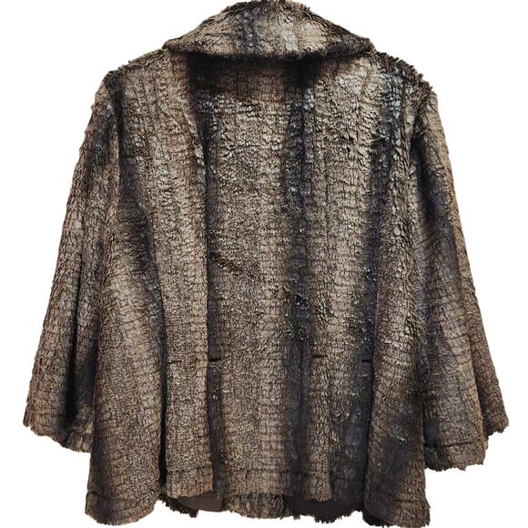 SHARON YOUNG  cropped shiny faux fur SWING JACKET size large - Picture 4 of 8